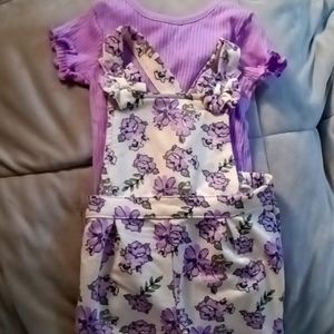Purple flower overalls & shirt